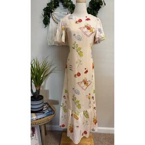 Lightweight Printed Short Sleeve Maxi Dress sz S